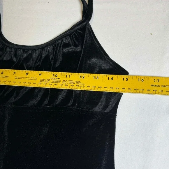 Minerva Size S Black Velvet Slip Mini Dress Sleek 90s Y2K Bodycon Goth - Picture 5 of 7